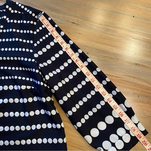 Milano XL Women’s Blouse Black w/ White Polka Dots 3/4 Sleeves 1/4 button Top - Picture 8 of 11